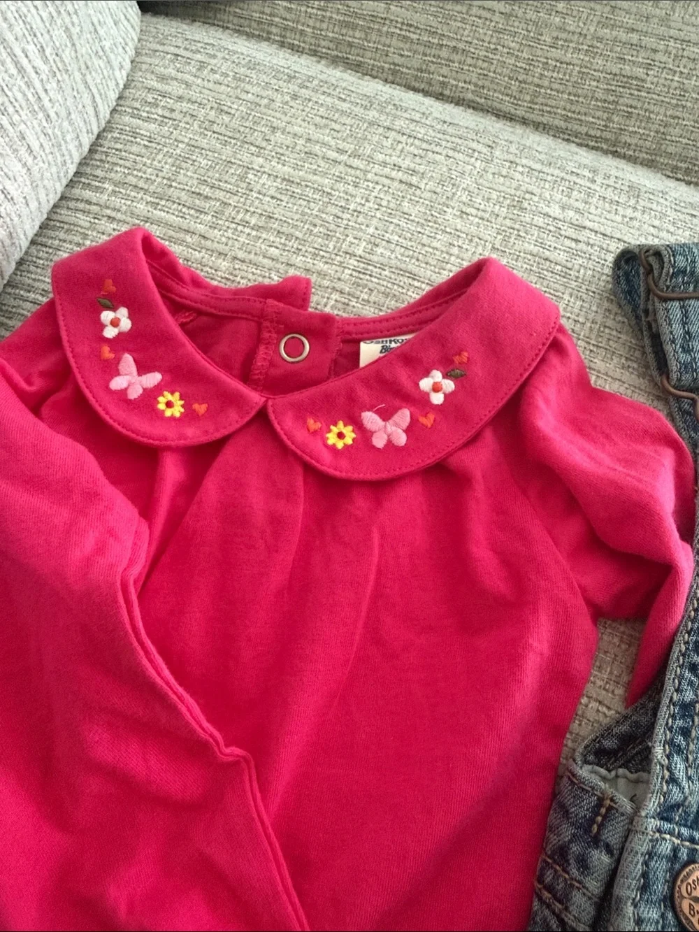 Oshkosh girls two piece cotton long sleeve button @overalls so cute size 9M